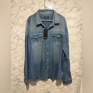 NWT True Religion Men’s Blue Denim Shirt 3XL